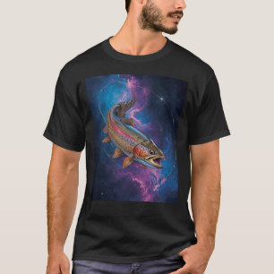 Kosmische Regenbogenforelle Schwimmt in Galaxie-Ne T-Shirt
