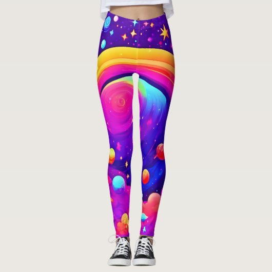 Kosmische Regenbogenkunst Leggings (Vorderseite)