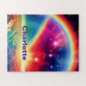 Kosmische Regenbogenschwellen über Fantasiewolken Puzzle (Horizontal)