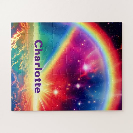 Kosmische Regenbogenschwellen über Fantasiewolken Puzzle (Horizontal)