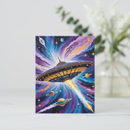 kosmische Reise Feiertagspostkarte (Stehend Vorderseite)