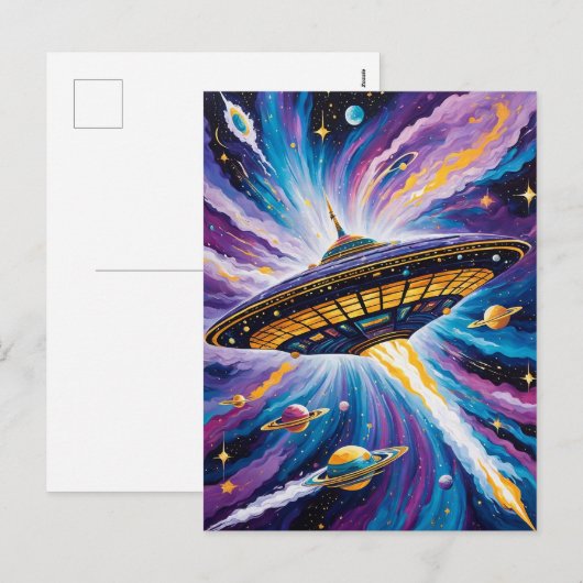 kosmische Reise Feiertagspostkarte (Vorne/Hinten)