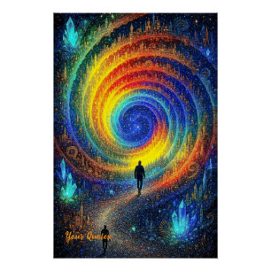 Kosmische Reise Galaxie Regenbogen Licht Surreal Poster