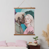 kosmische Romantik Wandteppich Mit Holzrahmen (Schlafzimmer)