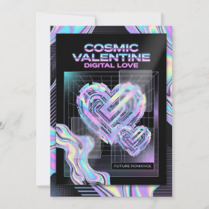 Kosmische Romanze Digitale Liebe Valentinstagskart Feiertagskarte