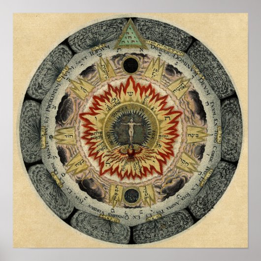 Kosmische Rose Mandala Symbol Poster (Vorne)