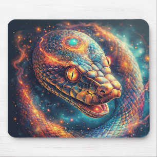 kosmische Schlange mit glühenden Schuppen Mousepad