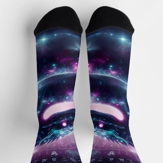 Kosmische Schlange Zodiac Galaxie Astrologie Socken (Oben)