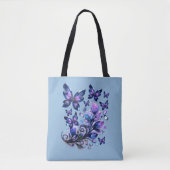 Kosmische Schmetterlinge Blau Glitzer Tasche (Vorderseite)