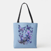 Kosmische Schmetterlinge Blau Glitzer Tasche (Rückseite)