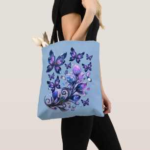 Kosmische Schmetterlinge Blau Glitzer Tasche