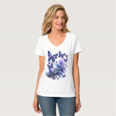 Kosmische Schmetterlinge mit Glitzer T-Shirt (Vorderseite Vollansicht)