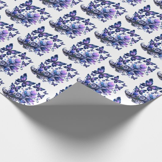 Kosmische Schmetterlinge Muster Geschenkpapier (Ecke)