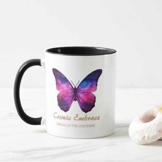 Kosmische Schmetterlingsgalaxie Flügel Tasse (Mit Donut)