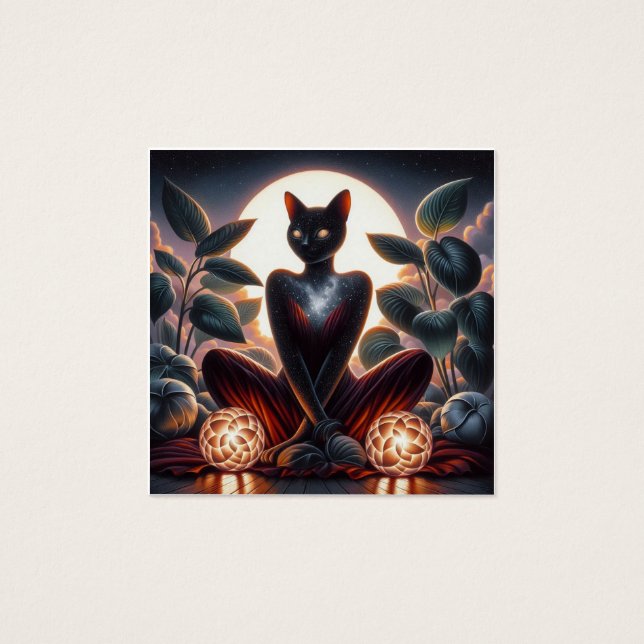 Kosmische schwarze Katze mit leuchtenden Augen, su (Vorderseite)