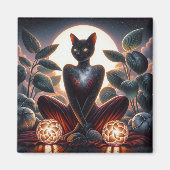 Kosmische schwarze Katze mit leuchtenden Augen, su Magnet (Vorne)