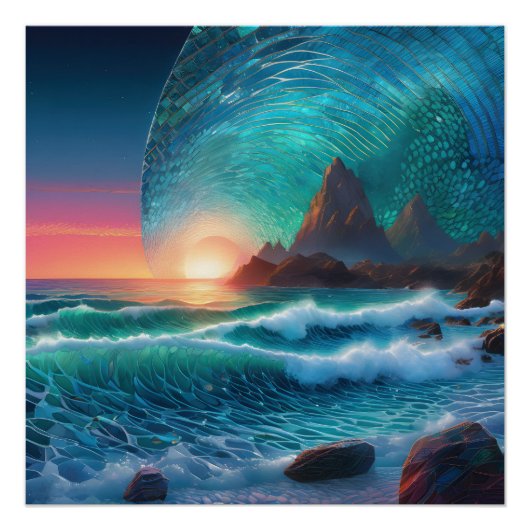 Kosmische Schwellungen Seascape Poster (Vorderseite)