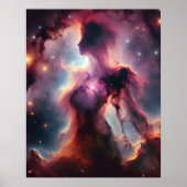 Kosmische Silhouette, Damennebel und Sterne Poster (Vorne)