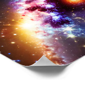 Kosmische Sonne hinter galaktischen Wolken Himmel Poster (Ecke)