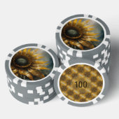 Kosmische Sonnenblume - AI Fantasy Digital Art Dru Pokerchips (Stapel)