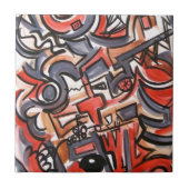 Kosmische Spannung-Hand gemalte abstrakte Fliese (Vorderseite)