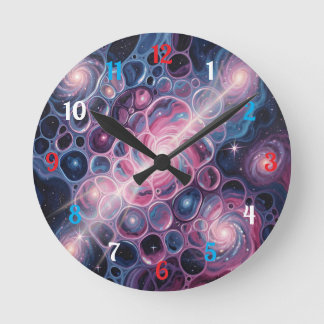 Kosmische Spiralgalaxie mit Zellen Abstrakte Kunst Runde Wanduhr