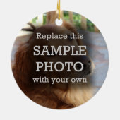 Kosmische Sterne Gold Zwei Foto Keramik Ornament (Hinten)