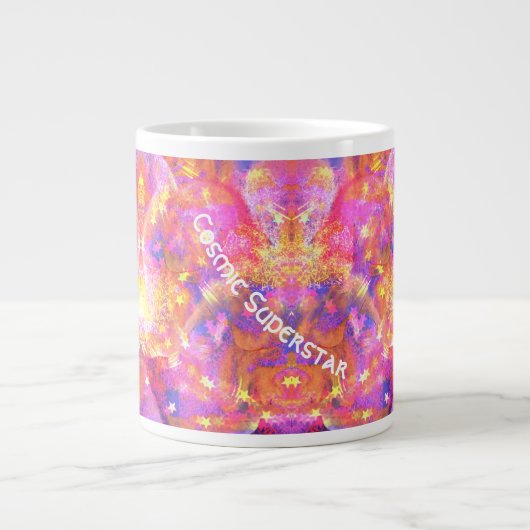 Kosmische Sterne in einer Galaxie aus rosa-blauora Jumbo-Tasse (Vorderseite)