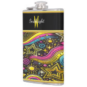 Kosmische Sternmuster und Wirbel Flachmann (Links)