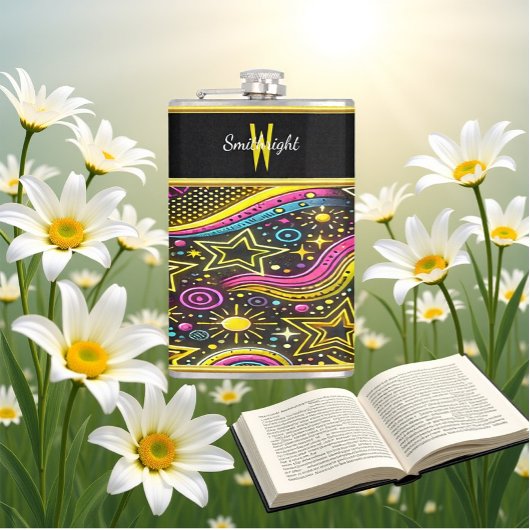 Kosmische Sternmuster und Wirbel Flachmann