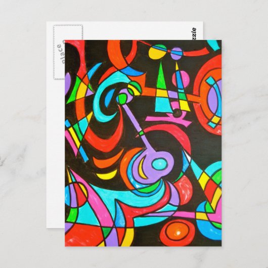 Kosmische Strahlen - Abstrakte Kunst Postkarte (Vorne/Hinten)