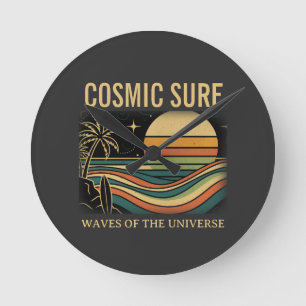 Kosmische Surf-Retro-Welle. Sonnenuntergang (OHNE  Runde Wanduhr