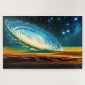 Kosmische Surrealgalaxie über den Wüstenplanet im Puzzle (Horizontal)