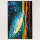 Kosmische Surrealgalaxie über den Wüstenplanet im Puzzle (Vertikal)