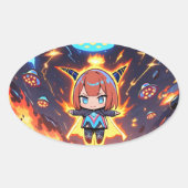 Kosmische Süsse Chaos Ovaler Aufkleber (Vorderseite)