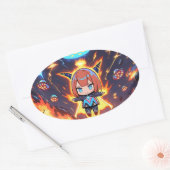 Kosmische Süsse Chaos Ovaler Aufkleber (Umschlag)