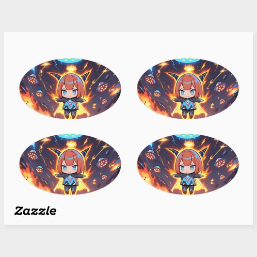 Kosmische Süsse Chaos Ovaler Aufkleber (Blatt)