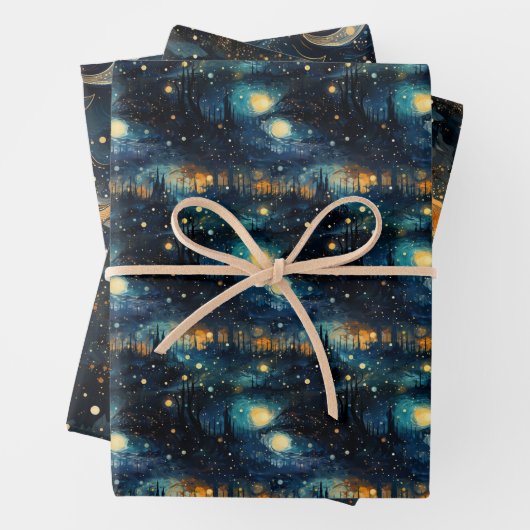Kosmische Symphonie: Himmelsmusikdesign Geschenkpapier Set (Beispiel)