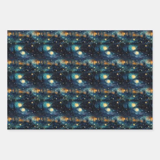 Kosmische Symphonie: Himmelsmusikdesign Geschenkpapier Set (Vorderseite)