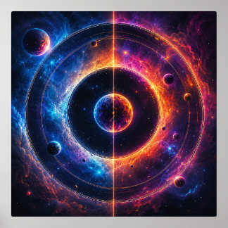 Kosmische Symphonie - Himmelsorbits und Nebel tanz Foliendrucke