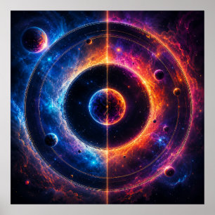 Kosmische Symphonie - Himmelsorbits und Nebel tanz Poster