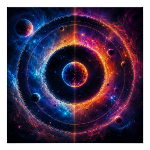 Kosmische Symphonie - Himmelsorbits und Nebel tanz Poster