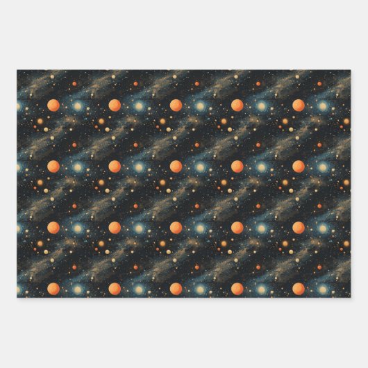 Kosmische Symphonie: Musikalisches Design des Sonn Geschenkpapier Set (Vorderseite)