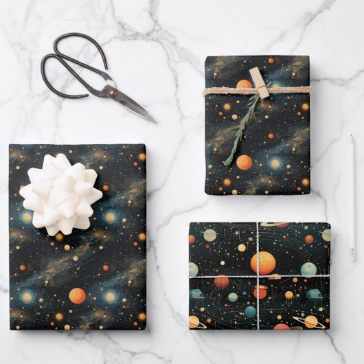 Kosmische Symphonie: Musikalisches Design des Sonn Geschenkpapier Set (Vorderseite)