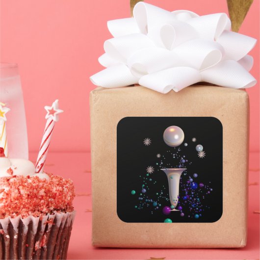 Kosmische Symphonie Quadratischer Aufkleber (Party)