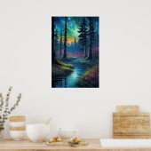 Kosmische Symphonie über dem üppigen Alten Wald Poster (Küche)