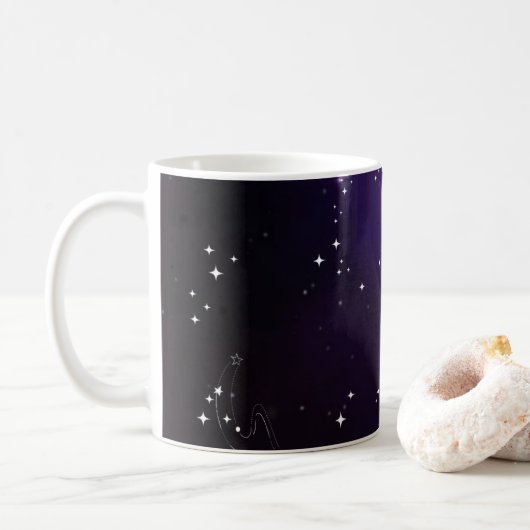 Kosmische Tiefe Lila Weltraumgalaxie Kaffeetasse (Mit Donut)