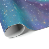 Kosmische Tinte | Türkisblaue Lila Galaxie Geschenkpapier (Rolleneckpunkt)