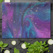 Kosmische Tinte | Türkisblaue Lila Galaxie Geschirrtuch