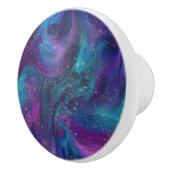 Kosmische Tinte | Türkisblaue Lila Galaxie Keramikknauf (Rechts)